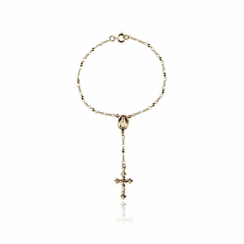 PULSEIRA TERÇO NOSSA SENHORA BANHADO A OURO