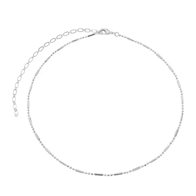 COLAR CHOKER BOLINHAS E PALITO BANHADO A RÓDIO BRANCO