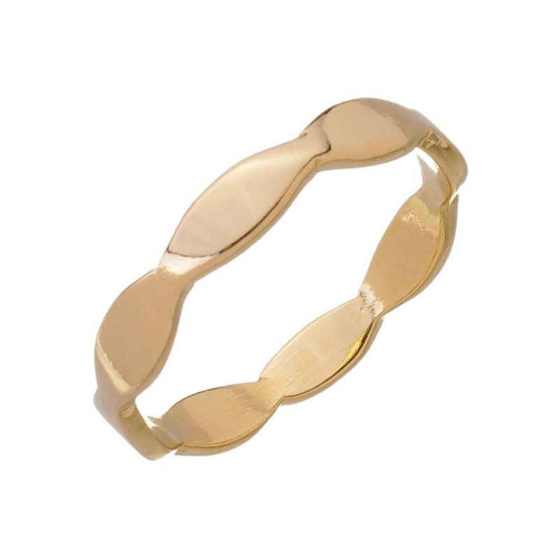Anel Ondulado Liso Essencial Banhado Em Ouro 18k