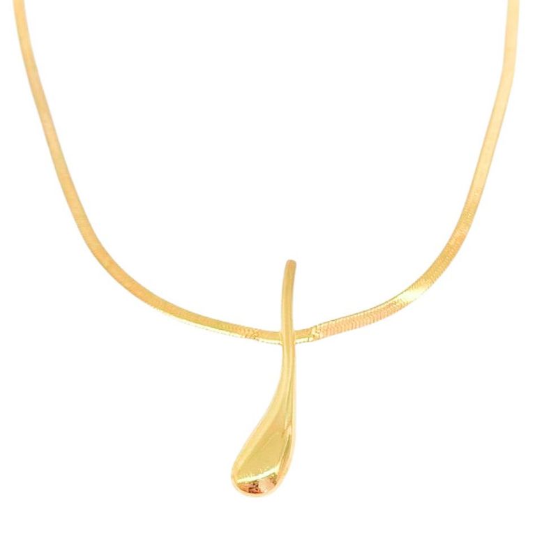 Colar Gota Organico Essencial 45CM Banhado Em Ouro