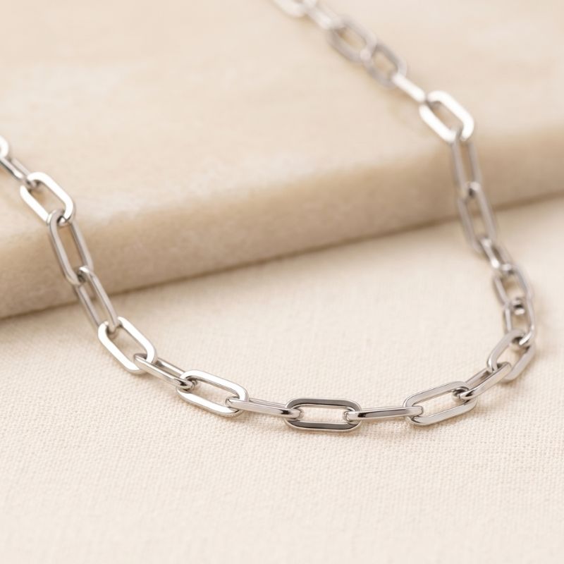 Colar Choker Elos Essencial 40CM Banhado Em Ródio