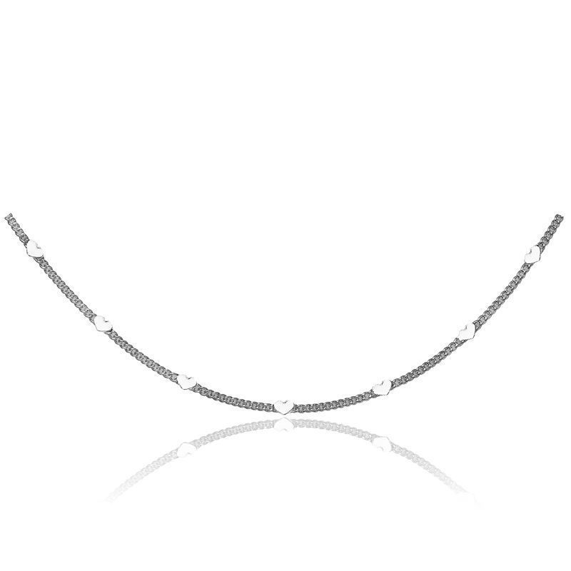 Colar Choker Mini Corações Delicada Best Seller 35CM Banhado Em Ródio