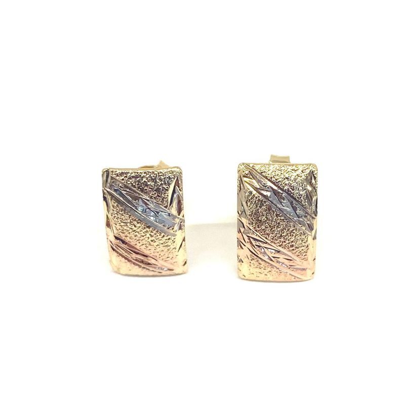 Brinco Retangulo Mix Cores Essencial Banhado Em Ouro