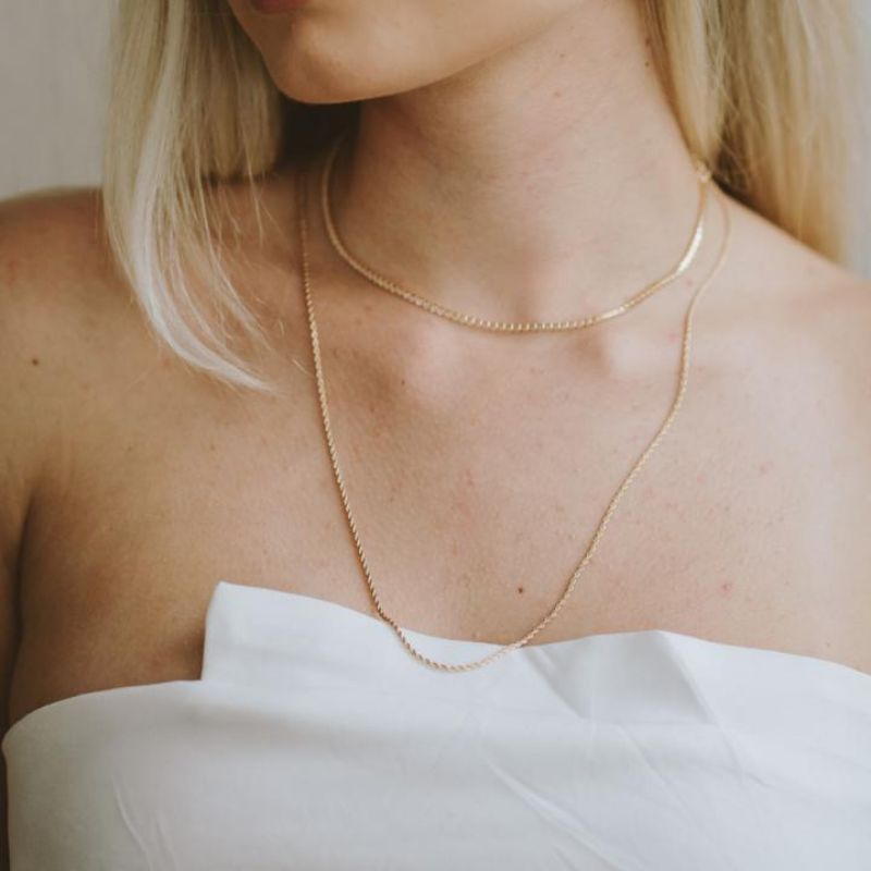 Colar Elos De Bolinha Lis 60CM Banhado Em Ouro
