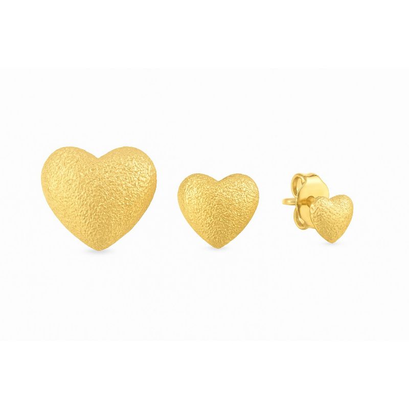 Brinco Trio Coração Brilhante Essencial Banhado Em Ouro