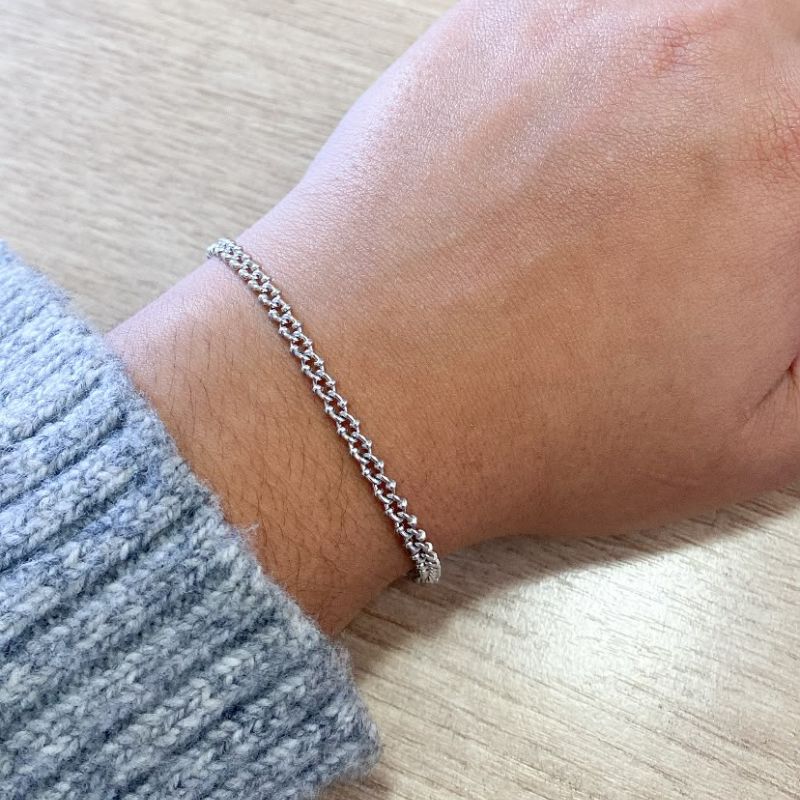 Pulseira Elos De Nó Liso Paris Banhado Em Ródio