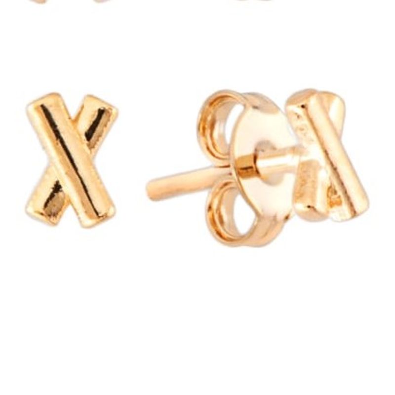 Brinco X Pequeno Pequeno Essencial Banhado Em Ouro
