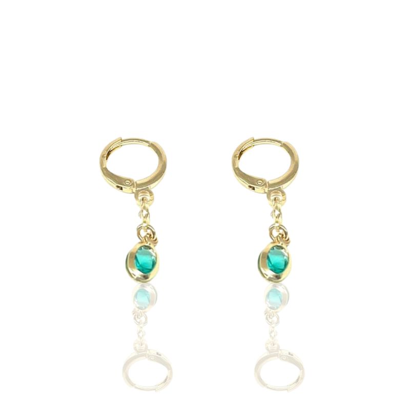 Brinco Argola Zirconia Turmalina Essencial Banhado Em Ouro