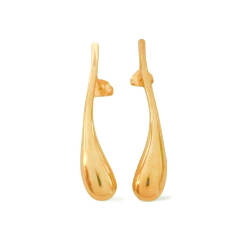 Brinco Gota Organico Essencial Banhado Em Ouro