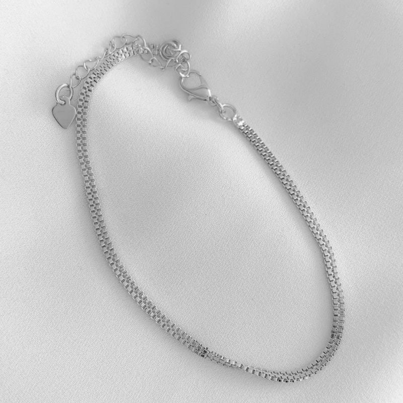 Pulseira Elos Pequenos Duplos Milão Banhado Em Ouro