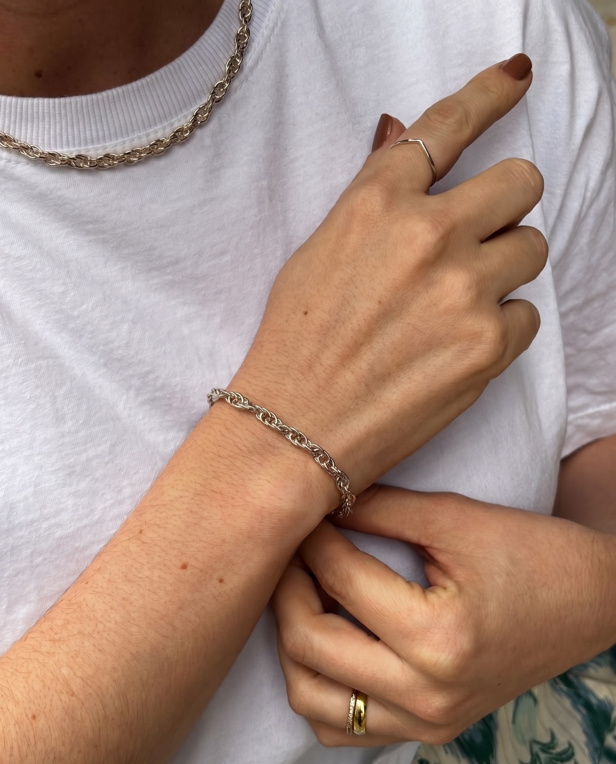 Pulseira Malha Trançada 17CM Lumina Banhado A Ródio Branco