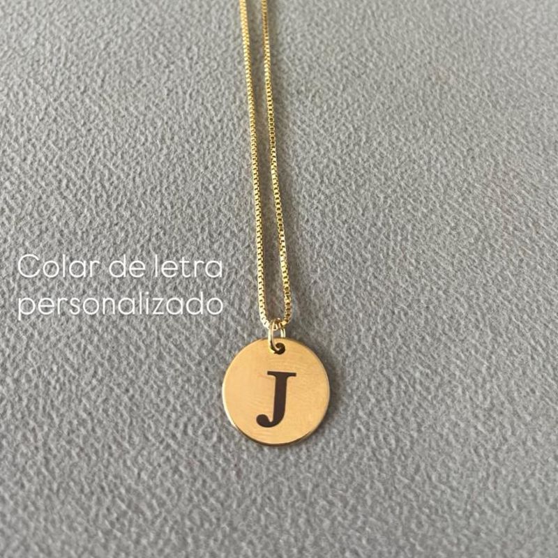 Colar de letra Lisa 45CM Banhado A Ouro