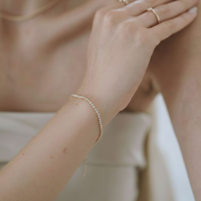 Pulseira Riviera Zircônias 1,5Mm Best Seller Essencial Banhado Em Ouro