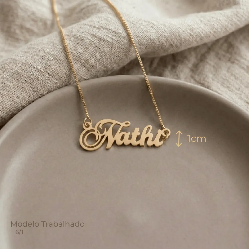 Colar De Nome Tradicional Banhado Em Ouro 18k