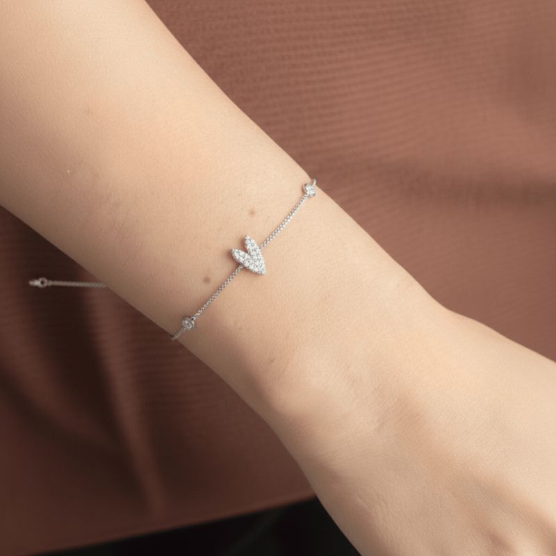 Pulseira Coração Cravejado Zircônias Aura Banhado Em Ródio