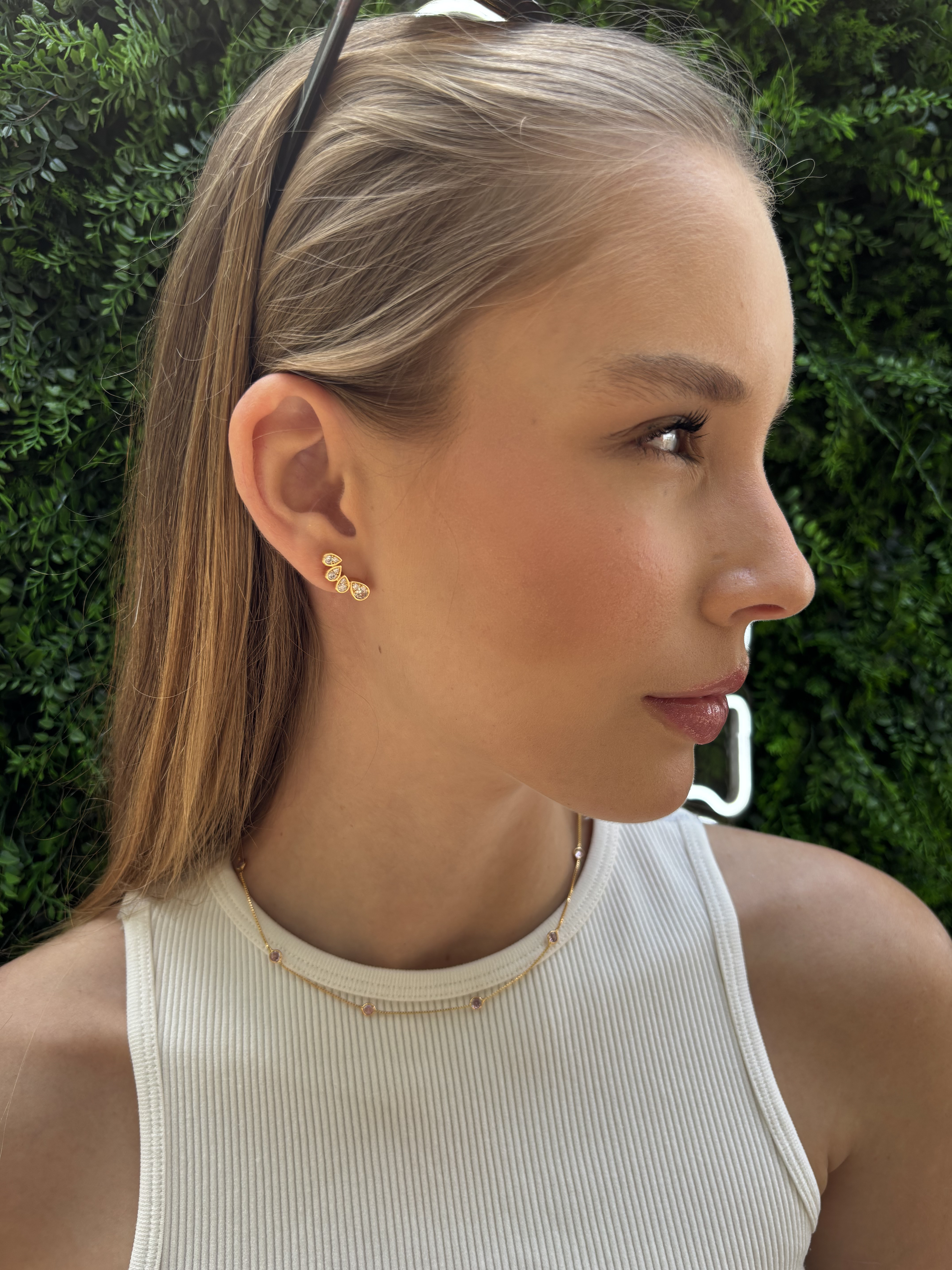 Brinco Ear Cuff Gotas De Microzircônias Sunshine Banhado Em Ouro