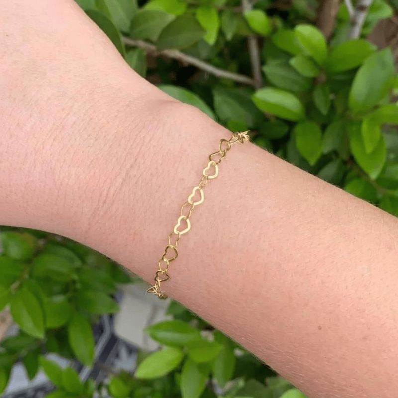 Pulseira De Elos De Coração Best-seller Banhado Em Ouro