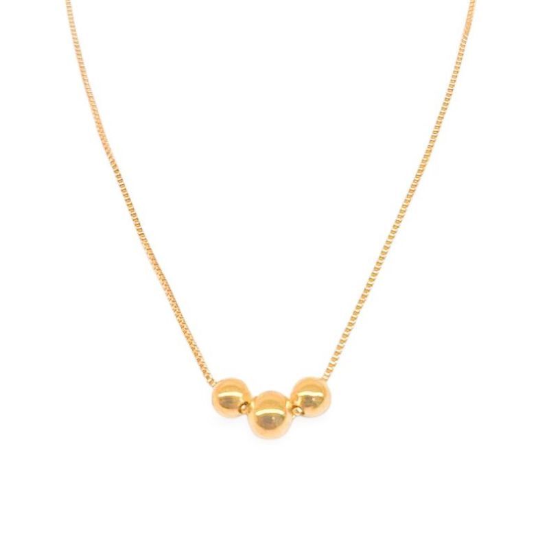 Colar Tres Bolinhas Lisas Essencial 45CM Banhado Em Ouro
