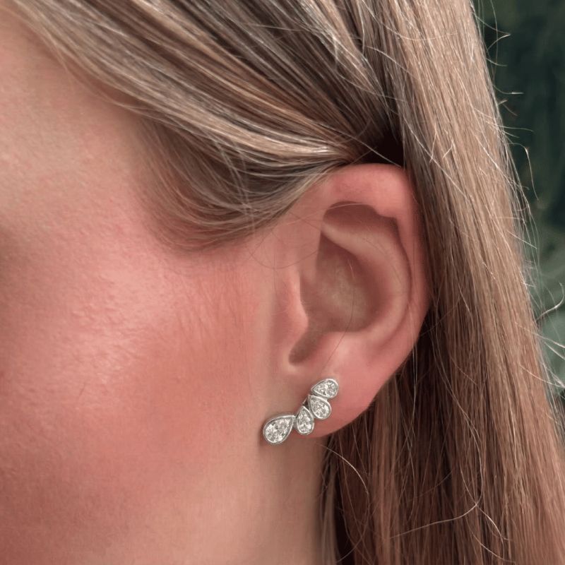 Brinco Ear Cuff Gotas De Microzircônias Sunshine Banhado Em Ródio