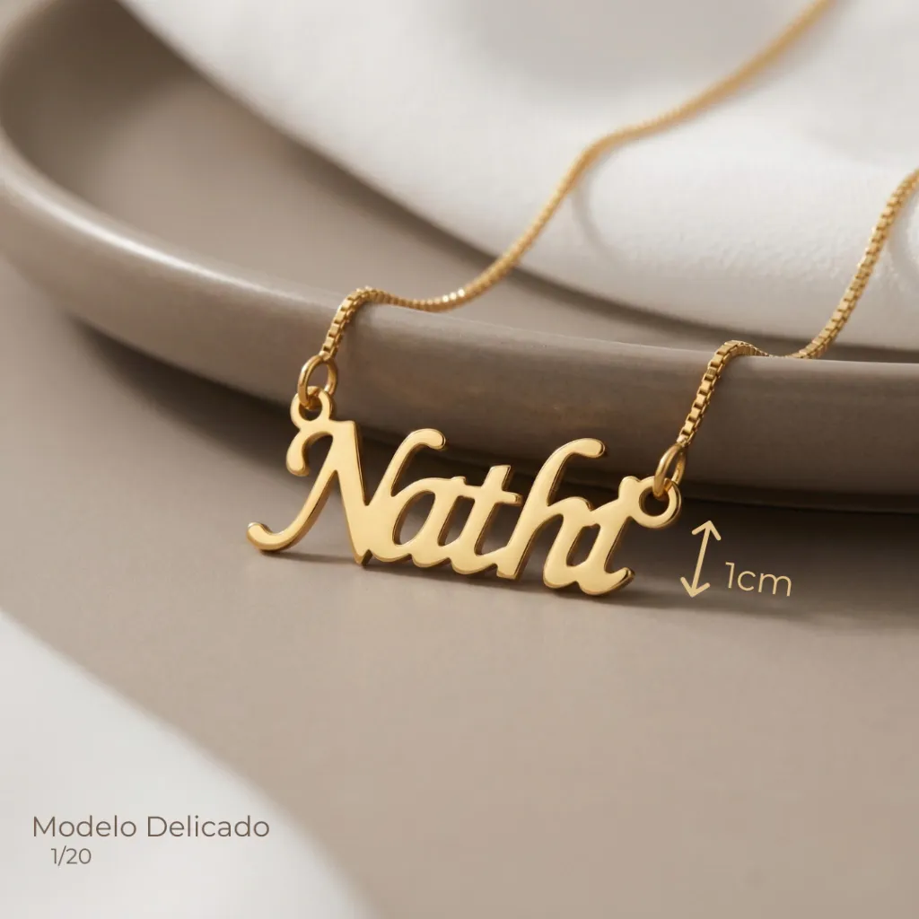 Colar De Nome Tradicional Banhado Em Ouro 18k