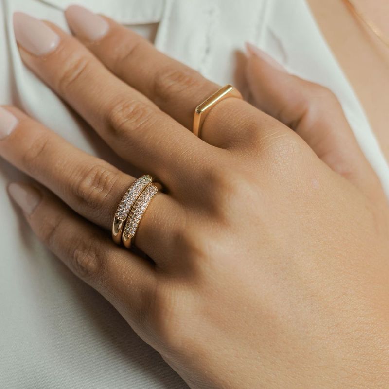 Anel Meia Aliança Zirconia Wine Banhado Em Ouro 18k