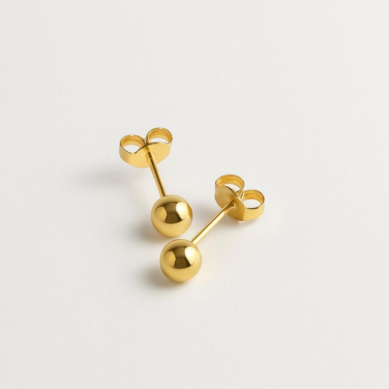 Brinco Bola Lisa - Mini Essencial Banhado Em Ouro