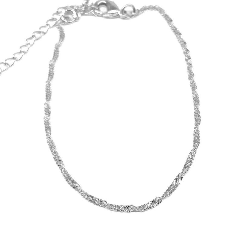 Pulseira Delicada Singapura Essencial Banhado Em Ródio