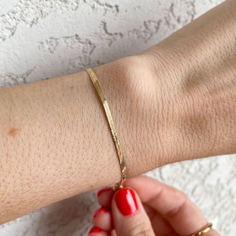 Pulseira Fita Lisa 2Mm Best-seller Banhado Em Ouro
