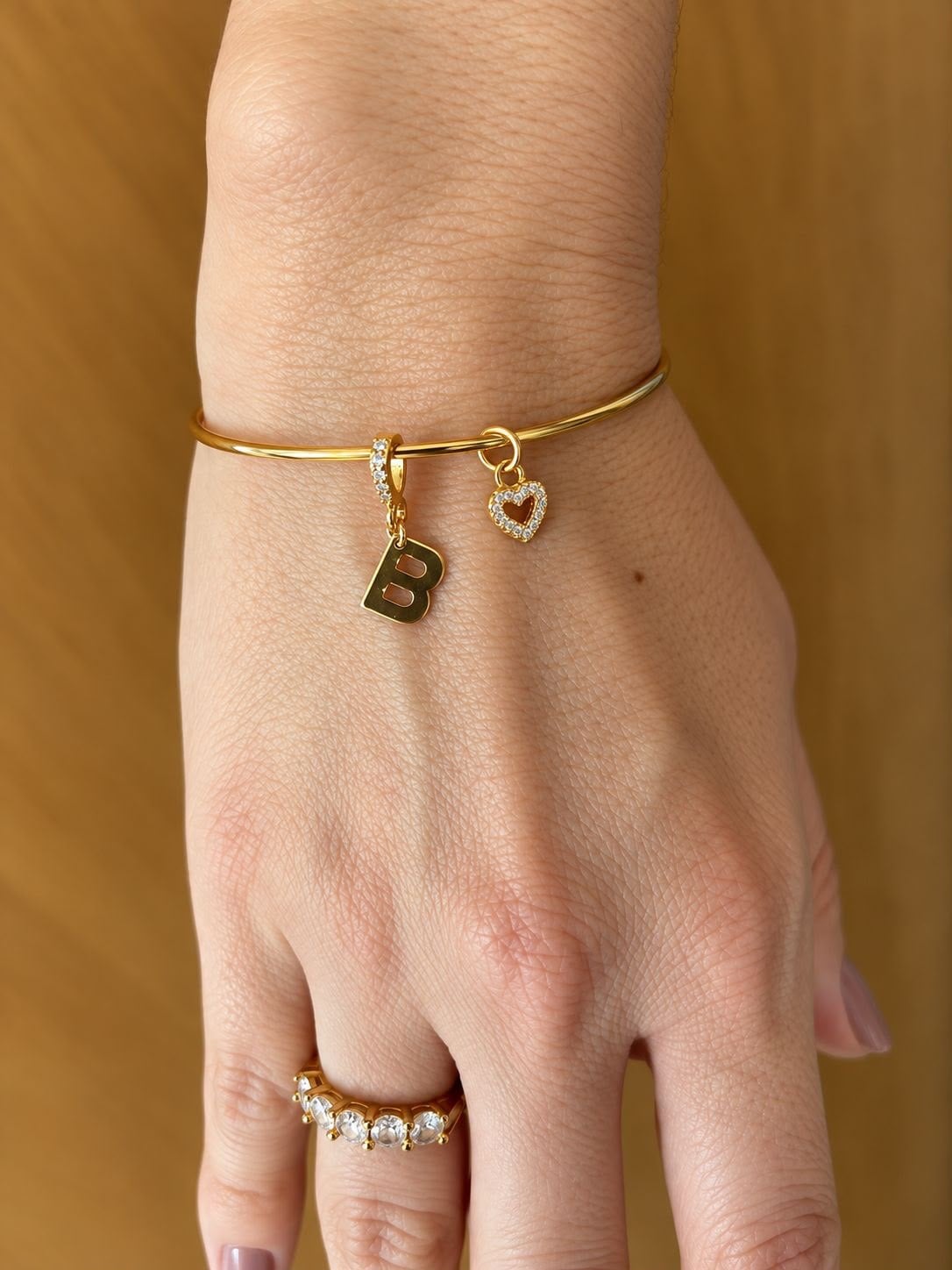 Bracelete Charms Liso Florescer Banhado Em Ouro