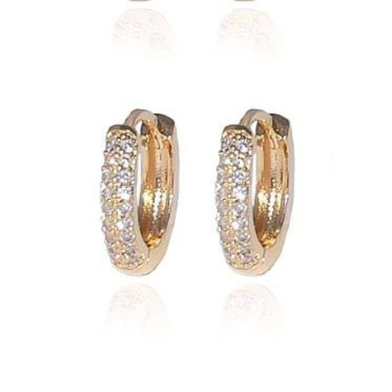 Brinco De Argolas Cravejada G Prime Banhado Em Ouro