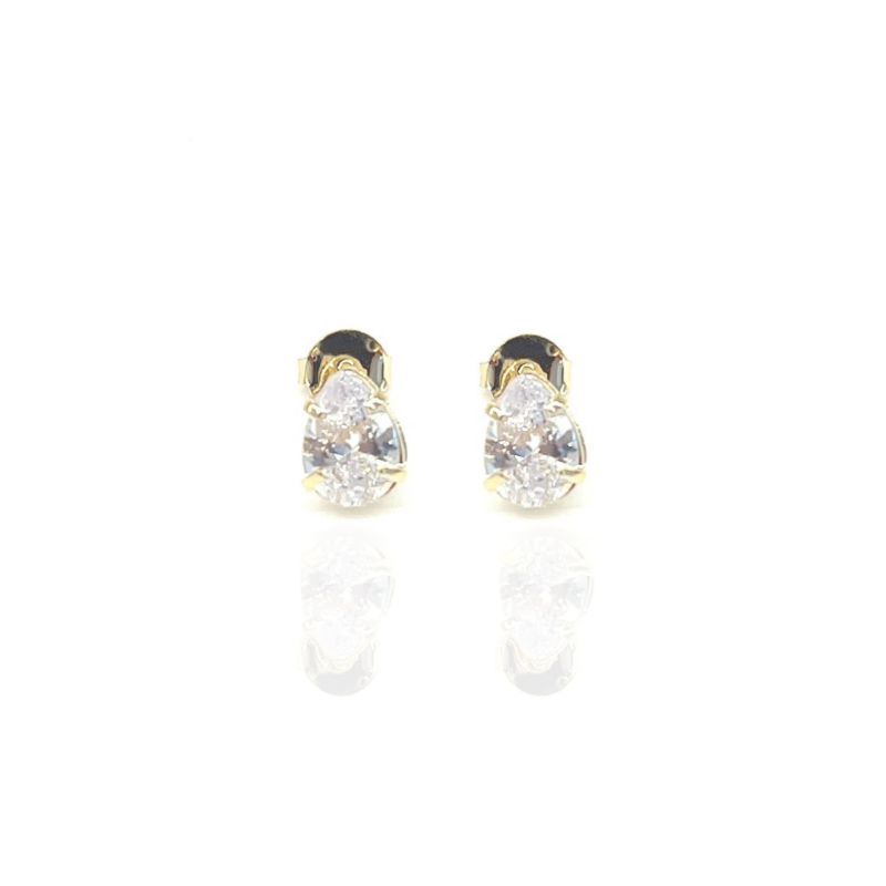 Brinco Ponto De Luz Gota Essencial Banhado Em Ouro