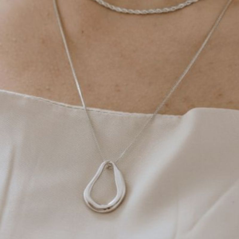 Colar Orgânico Essencial 50CM Banhado Em Ródio