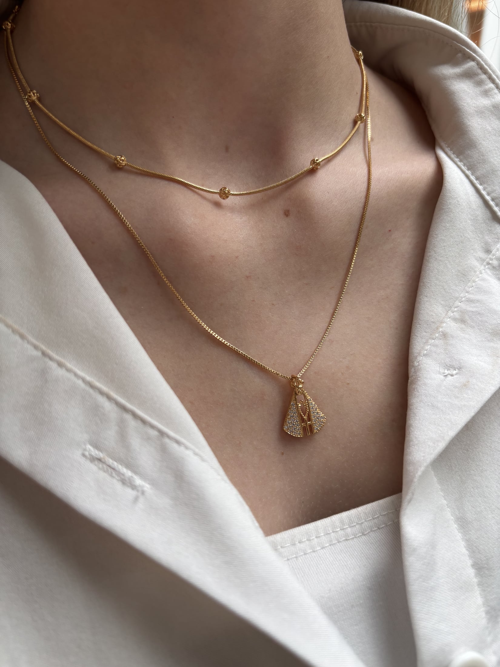Colar Nossa Senhora Cristal Lumina Banhado Em Ouro