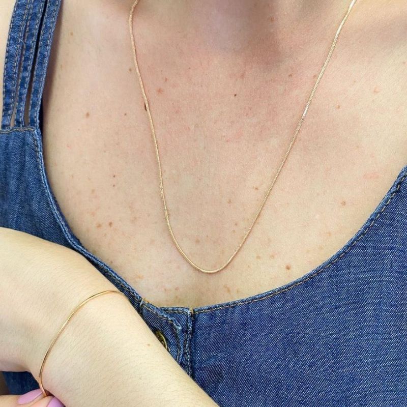 Colar Longo Malha Diamantada Essencial 60CM Banhado Em Ródio