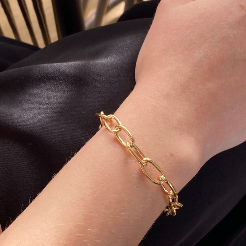 Pulseira De Elos Grandes Best-seller Banhado Em Ouro
