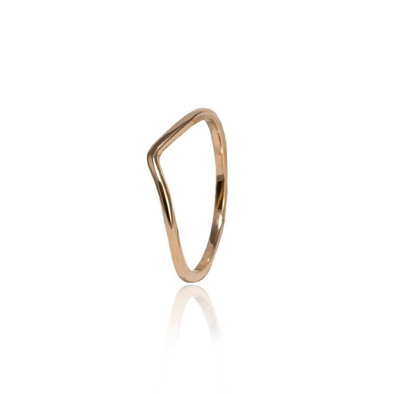 Anel V Liso Essencial Banhado Em Ouro 18k