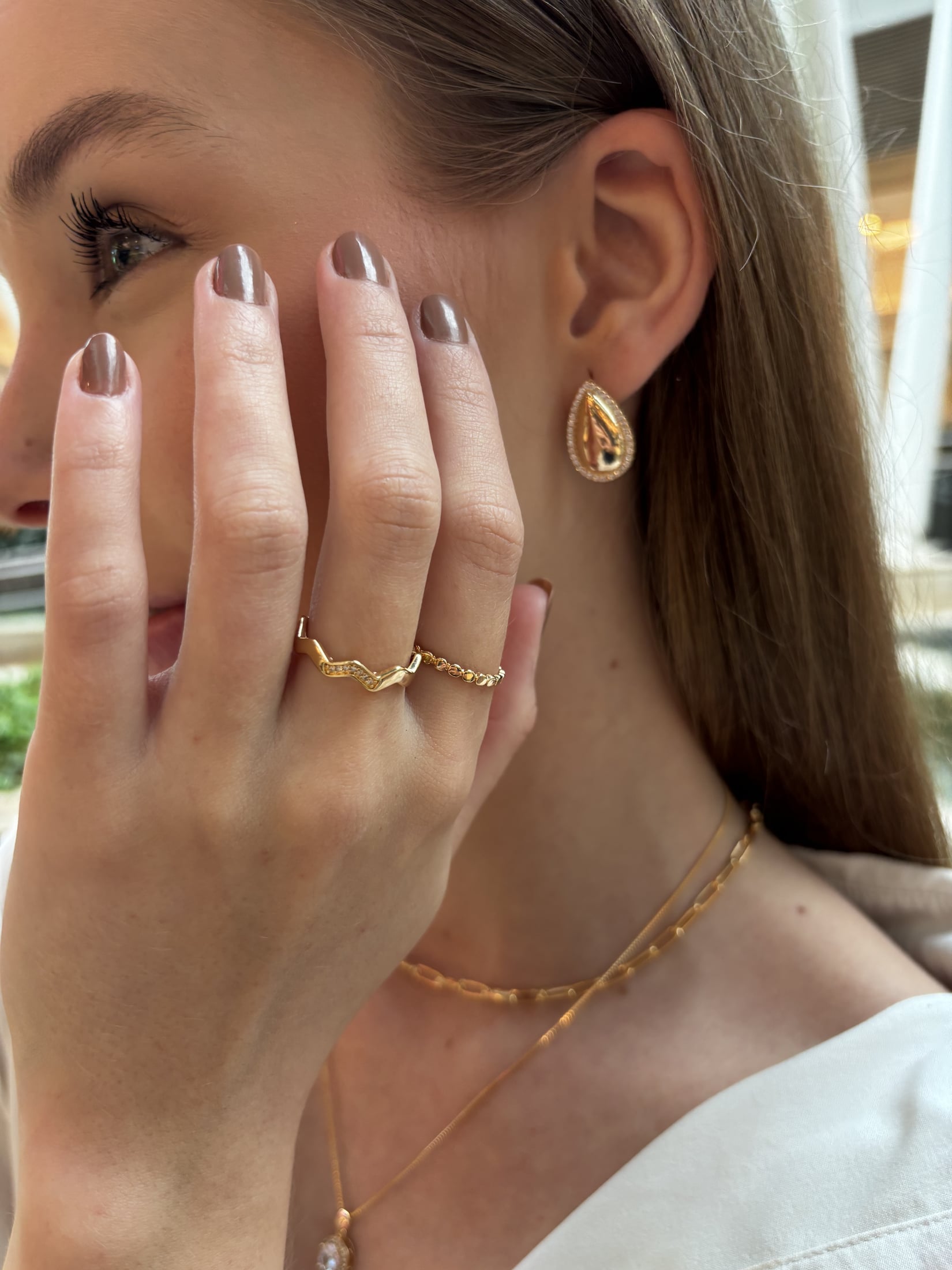 Anel Circulos Liso Lumina Banhado Em Ouro