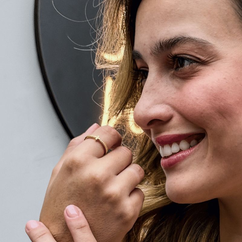 Anel Cruz Cravejado Aura Banhado Em Ouro 18k
