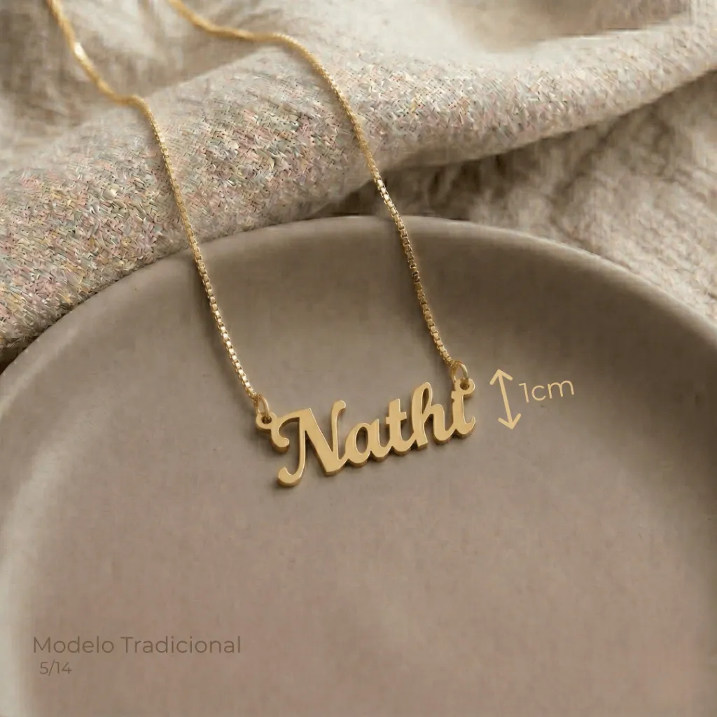 Colar De Nome Tradicional Banhado Em Ouro 18k