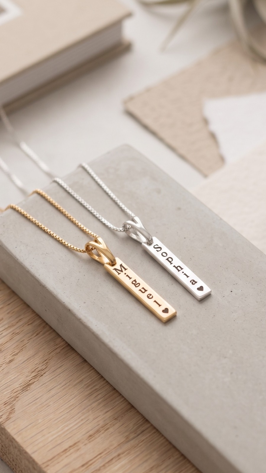 Colar de Nome Vertical 45CM Banhado A Ouro