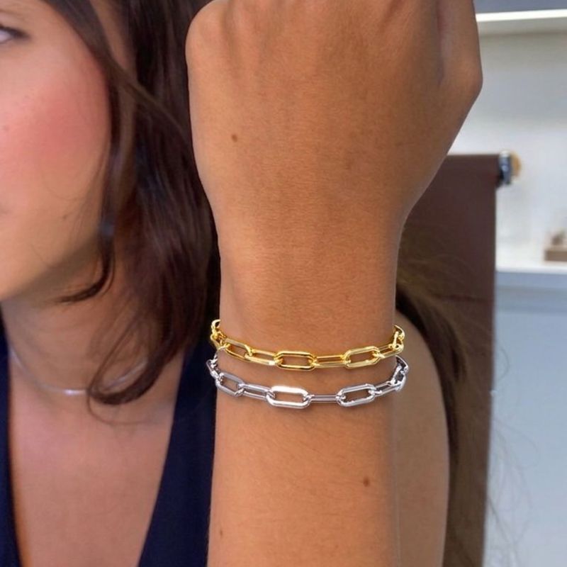 Pulseira Elos Cartier Grande Florescer Banhado Em Ouro 18k